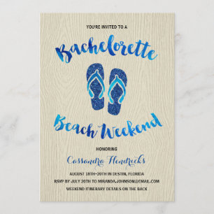 Bachelorette Beach Helg med Blue Faux Glitter Inbjudningar