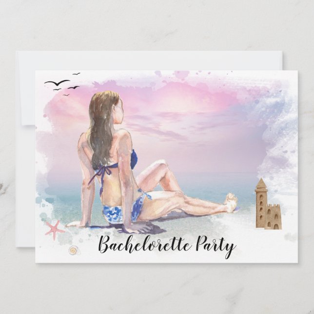 ** Bachelorette Beach Helg Party QR Inbjudningar (Framsida)