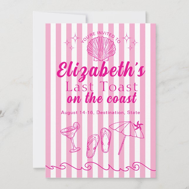 Bachelorette Beach Party Last Toast On the Coast Inbjudningar (Framsida)