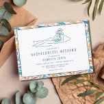 Bachelorette Beach Weekend Getaway Inbjudningar<br><div class="desc">Cute tropical beach design bachelorette weekend getaway invitations. Customize the front with party details and add your itinerary to the back. Contact me through the button below if you need any customizations.</div>