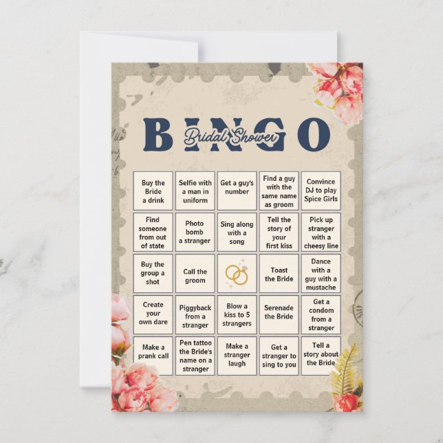 Bachelorette Bingo-spelkort Inbjudningar (Framsida)
