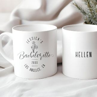 Bachelorette Birth March Flower Chic Black Script Kaffemugg
