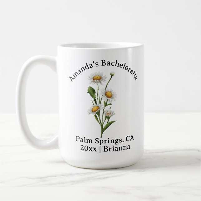 Bachelorette Birth Month Flower April Daisy Kaffemugg (Vänster)