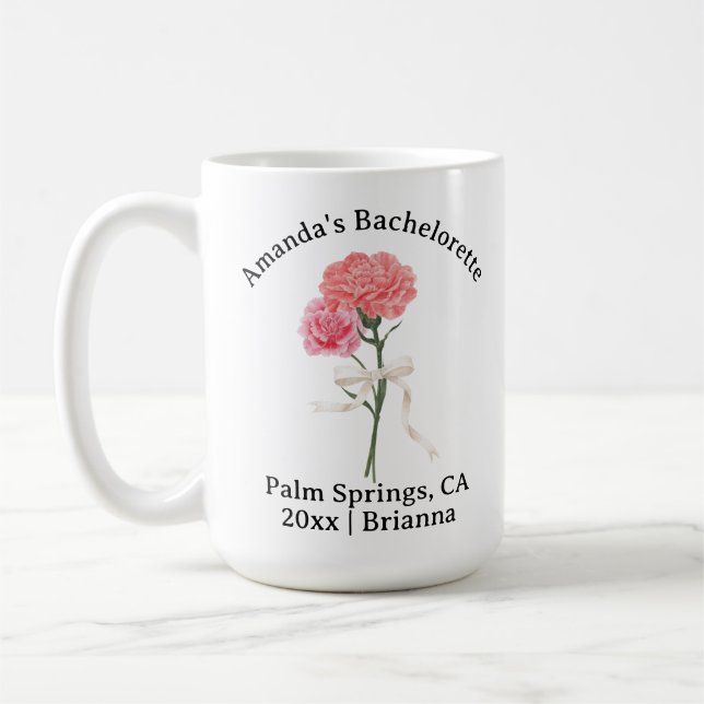 Bachelorette Birth Month Flower Januari Carnation Kaffemugg (Vänster)