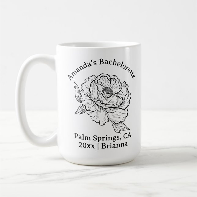 Bachelorette Birth Month Flower November Peony Kaffemugg (Vänster)