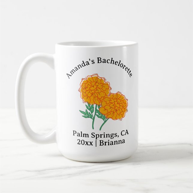 Bachelorette Birth Month Flower oktober Marigold Kaffemugg (Vänster)