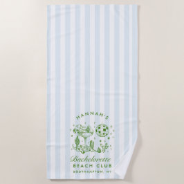 Bachelorette Blue & Grönt Retro Modern Beach Towel