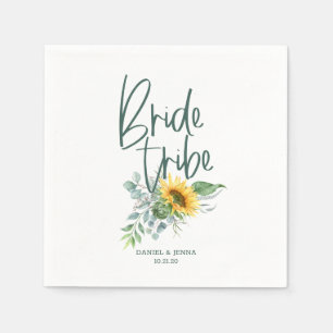 Bachelorette Bride Tribe Sunblomma Bröllop Pappersservett