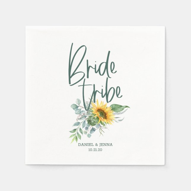 Bachelorette Bride Tribe Sunblomma Bröllop Pappersservett (Framsidan)