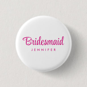 Bachelorette Bridesmaid Namn Bröllop Shock rosa Knapp