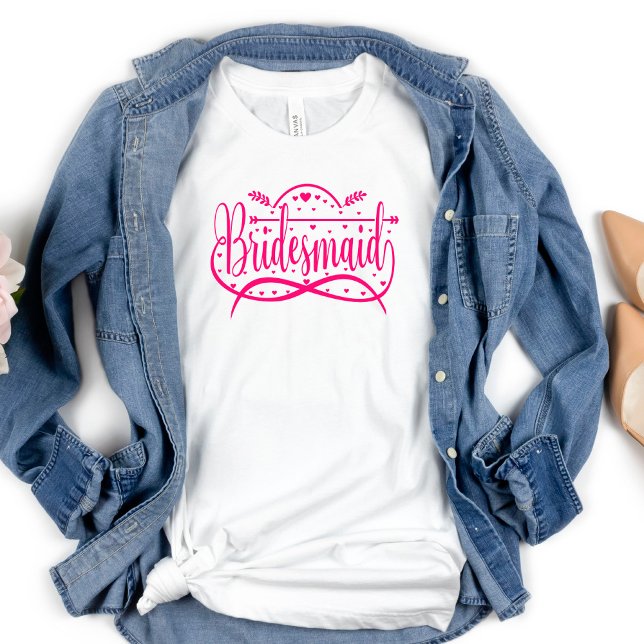 Bachelorette Bridesmaid Rosa Typography T-Shirt (Skapare uppladdad)