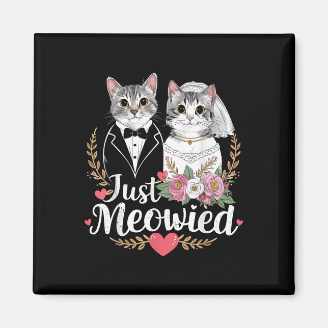 Bachelorette Bröllopsfest Bride Groom Cats Just M Magnet (Framsidan)