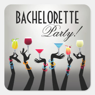 Bachelorette cocktailparty fyrkantigt klistermärke