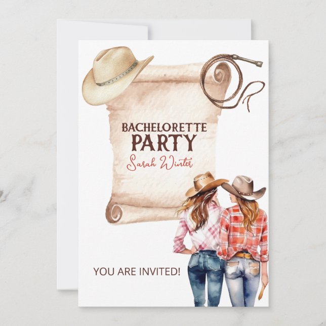 Bachelorette Cowgirl Inbjudningar (Framsida)