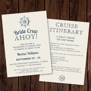 Bachelorette Cruise Resa Bride Crew Ahoy Itinerary Inbjudningar