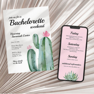 Bachelorette Desert Cactus Resa Inbjudan + Itinera
