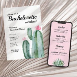Bachelorette Desert Cactus Resa Inbjudan + Itinera