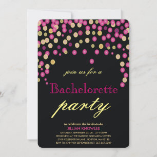 Bachelorette Faux Rosa Confetti Party Inbjudningar