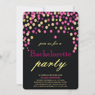 Bachelorette Faux Rosa Confetti Party Inbjudningar