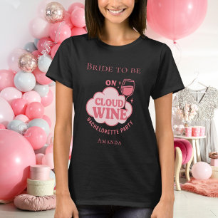Bachelorette-fest på molnet vin bride black t shirt