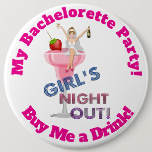Bachelorette-fest Pinback-knapp, STOR 6 tum Knapp