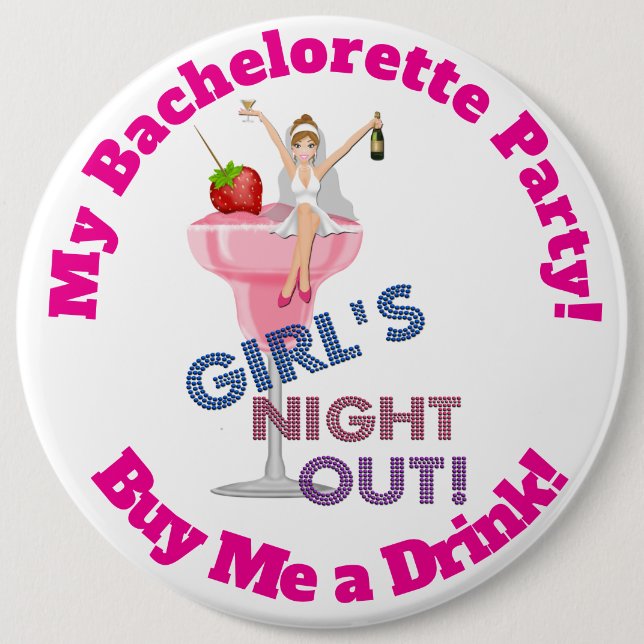 Bachelorette-fest Pinback-knapp, STOR 6 tum Knapp (Framsida)