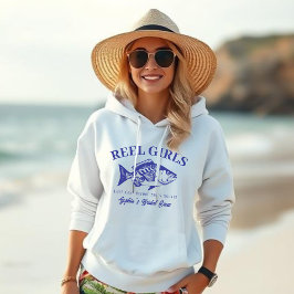 Bachelorette-Fisherman Stil Reel Girls-Blue T Shirt