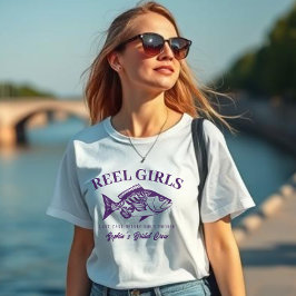 Bachelorette-Fisherman Stil Reel Girls-Lila T Shirt