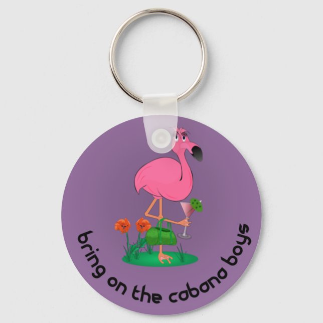 Bachelorette Flamingo/Cabana Boys Keychain Nyckelring (Framsida)