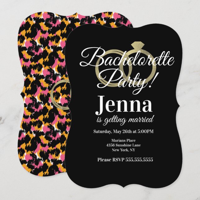 Bachelorette Foil Ringar Fling Möhippa Inbjudningar (Fram/baksida)