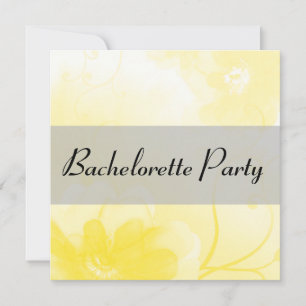Bachelorette för chicgult- och gråttblomma party inbjudningar