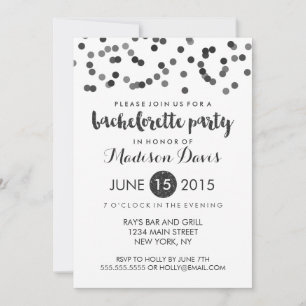 Bachelorette för Fauxsvartglitter party Inbjudningar