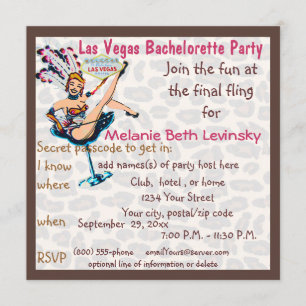 Bachelorette för Las Vegas Leopardpäls party Inbjudningar