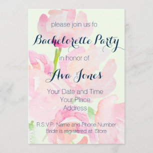 Bachelorette för vattenfärgblommabukett party inbjudningar