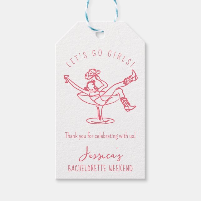 Bachelorette Förra rodeo scribble hand plockade fa Presentetikett (Framsidan)