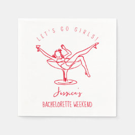 Bachelorette funky hand plockade flicka i glas pappersservett