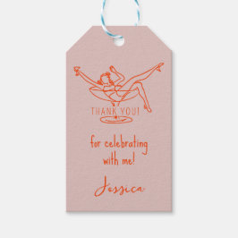 Bachelorette Girl in glass favärde tag tag Presentetikett