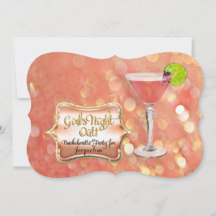 Bachelorette Girl's Night Out Party Martini Glass Inbjudningar