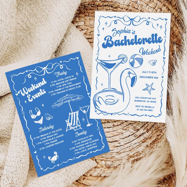 Bachelorette Helg Bassäng Party Blue Inbjudningar (Skapare uppladdad)