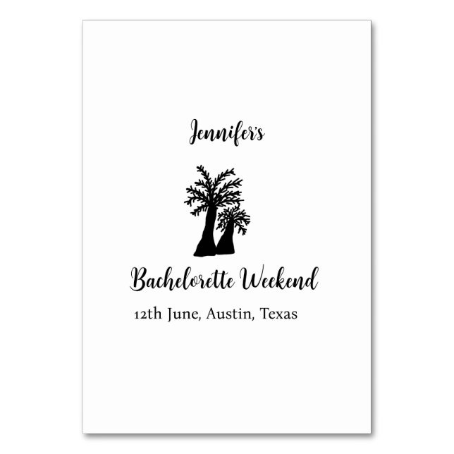 Bachelorette helg coconut träd klubb add namn bordsnummer (Framsidan)