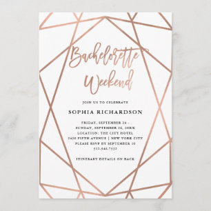Bachelorette Helg Faux Ro Guld Geometric Inbjudningar