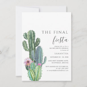 Bachelorette Helg final Fiesta Itinerary Party Inbjudningar