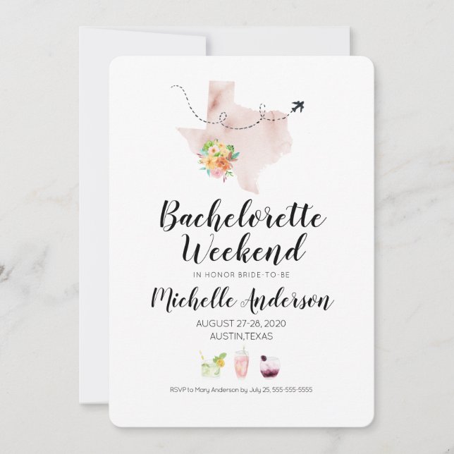 Bachelorette Helg i Austin Texas-inbjudan Inbjudningar (Framsida)