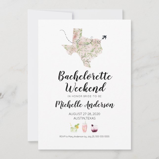 Bachelorette Helg i Austin Texas-inbjudan Inbjudningar (Framsida)