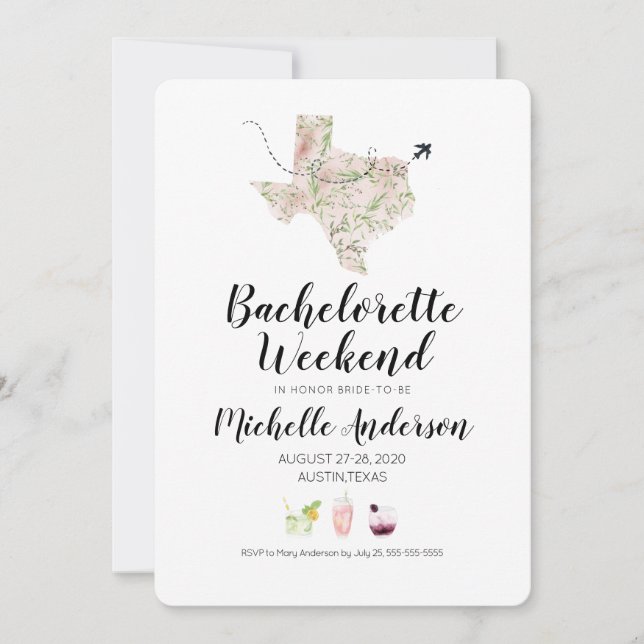 Bachelorette Helg i Austin Texas-inbjudan Inbjudningar (Framsida)