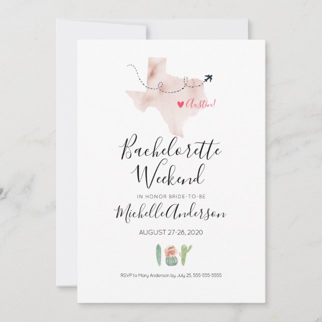 Bachelorette Helg i Austin Texas-inbjudan Inbjudningar (Framsida)