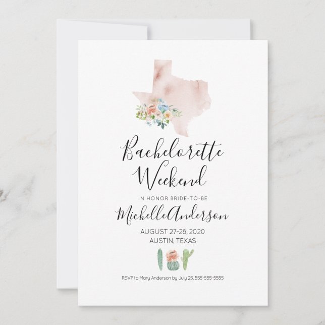 Bachelorette Helg i Austin Texas-inbjudan Inbjudningar (Framsida)