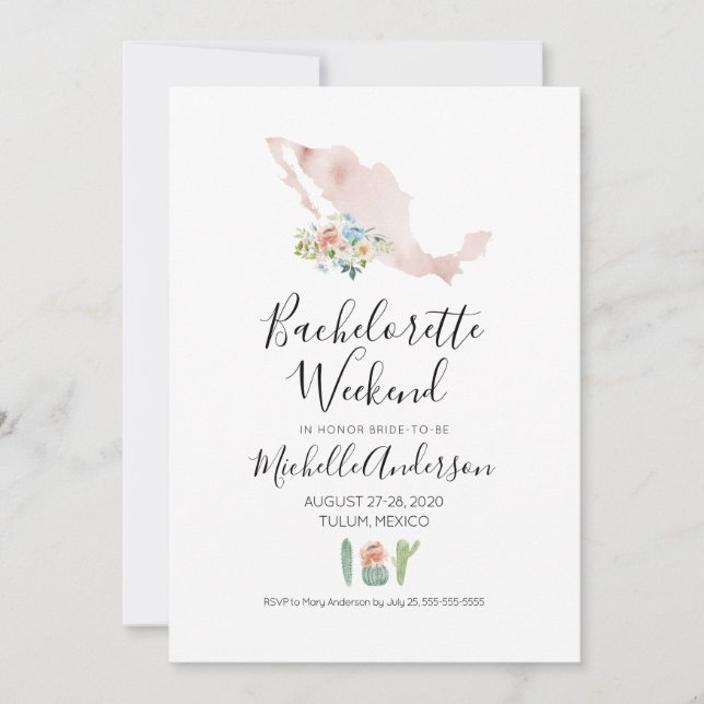 Bachelorette Helg i Mexiko-inbjudan Inbjudningar (Framsida)