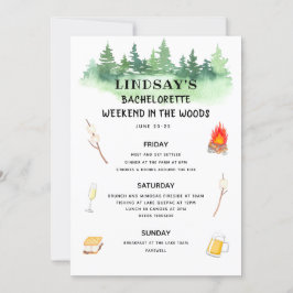 Bachelorette Helg i Skogen Itinerary Inbjudningar