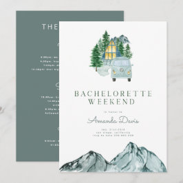 Bachelorette Helg i Skogen Mountain Camping Inbjudningar